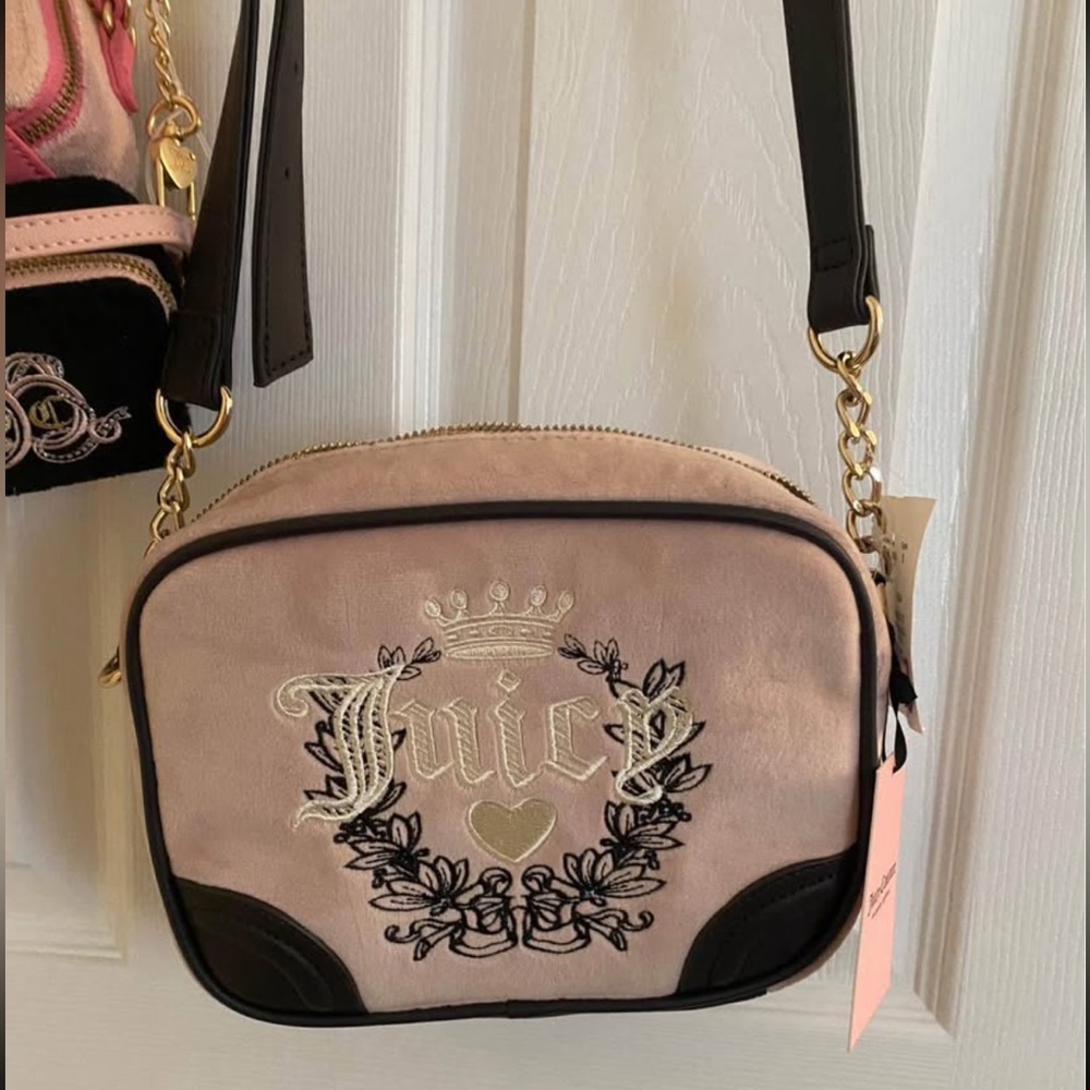 Juicy Couture Light Pink and Dark Brown Crossbody Bag